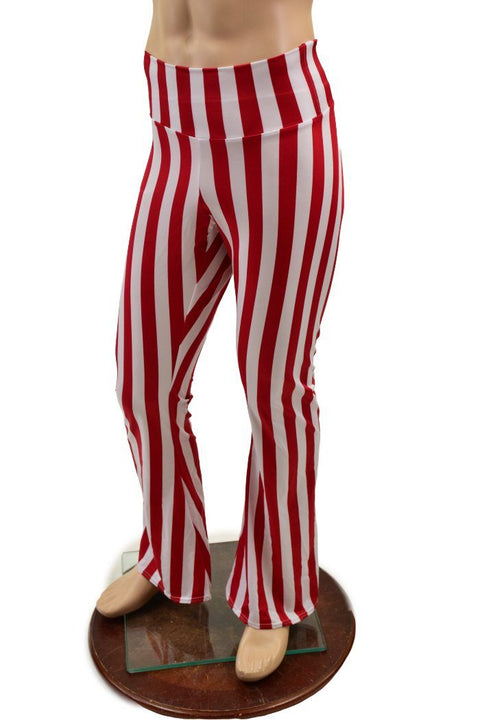 Mens Red and White Stripe Bootcut Pants - Coquetry Clothing