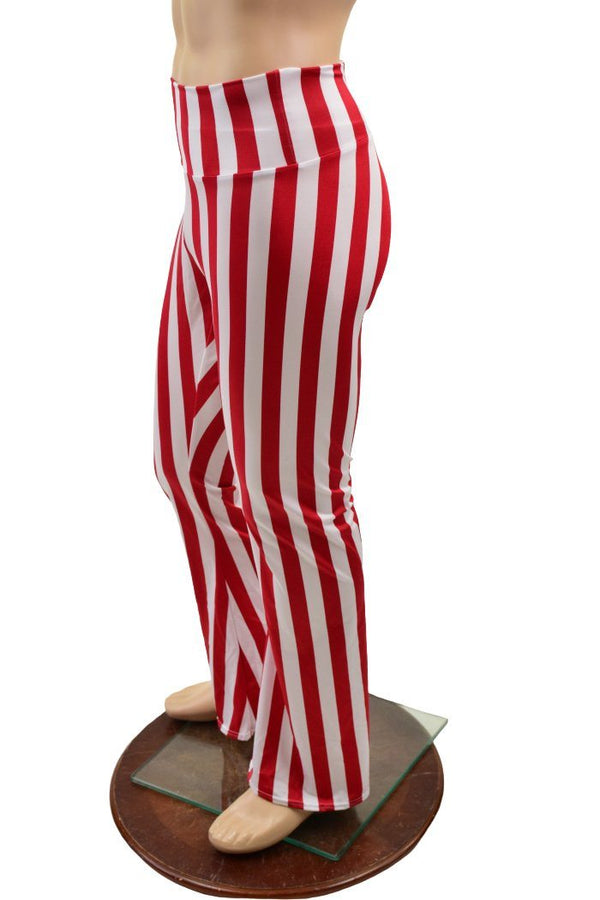 Mens Red and White Stripe Bootcut Pants - 2
