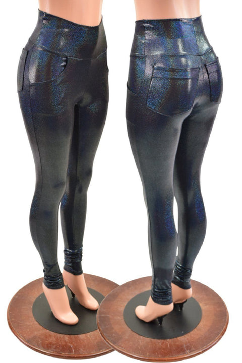 Black Holographic Pocket Leggings - Coquetry Clothing
