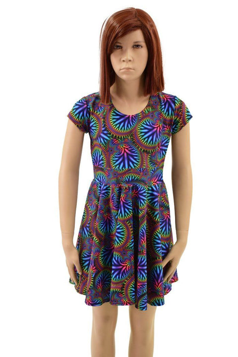 Girls Radioactive Cap Sleeve Skater Dress - Coquetry Clothing