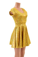 Gold Kaleidoscope Cap Sleeve Skater Dress - 1