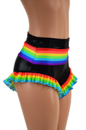 Retro Rainbow Siren Shorts with Rainbow Leg Ruffle - 1