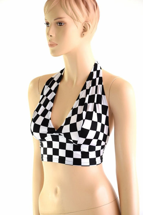 Checkered Tie Back Halter - Coquetry Clothing