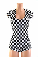 Black & White Checkered Romper - 4