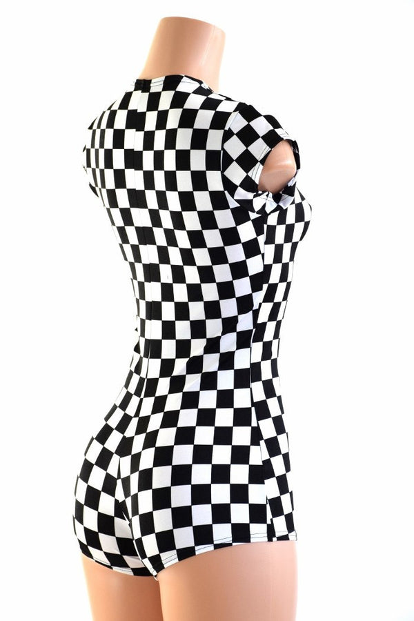 Black & White Checkered Romper - 2
