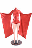Futuristic Red Holographic Kimono Sleeve Romper - 1