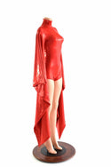 Futuristic Red Holographic Kimono Sleeve Romper - 2