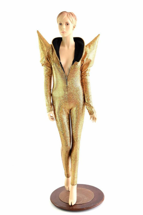 Gold Scale Mega Shoulder Catsuit - Coquetry Clothing