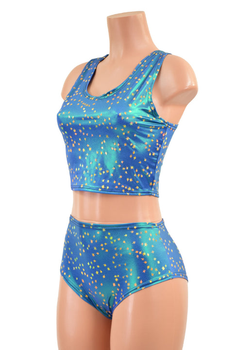 Stardust Racerback Crop Top & Midrise Siren Shorts Set - Coquetry Clothing