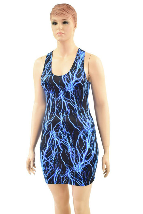 Blue Lightning Racerback Tank Dress - Coquetry Clothing