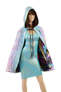 35" Hooded Rainbow Shattered Glass Cape with Galaxy Lining - 1