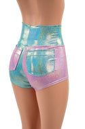 Split Color High Waist Shorts with BACK pockets - 2