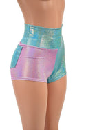 Split Color High Waist Shorts with BACK pockets - 3