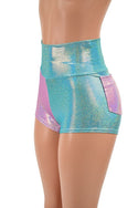 Split Color High Waist Shorts with BACK pockets - 5