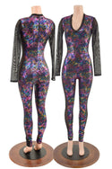 Cyberspace Catsuit with Mesh Sleeves & Side Panels - 1