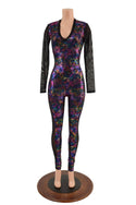 Cyberspace Catsuit with Mesh Sleeves & Side Panels - 2