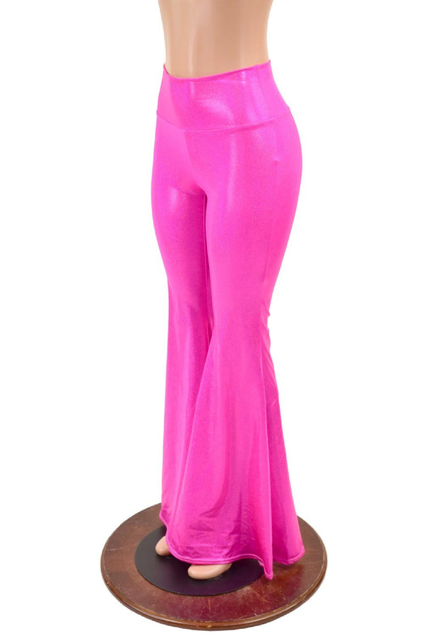 Neon Pink Holographic High Waist Solar Flares - 4