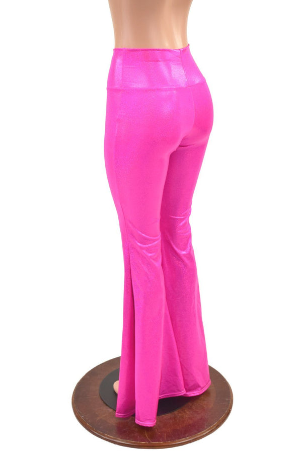Neon Pink Holographic High Waist Solar Flares - 5