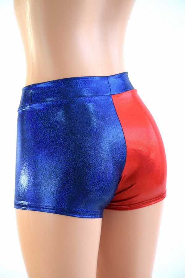Harlequin Red & Blue Mid Rise Shorts - 4