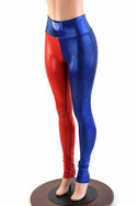 Harlequin Red & Blue High Waist Leggings - 5