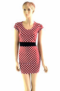 Polka Dot Black Waistband Minnie Dress - 4