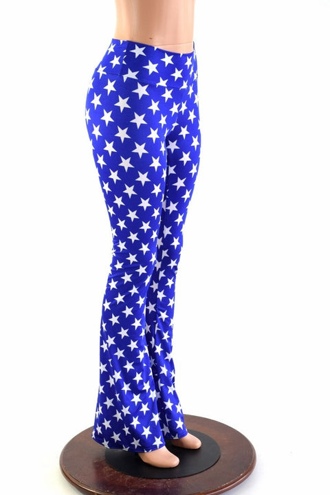Blue & White Star Boot Cut Leggings - Coquetry Clothing