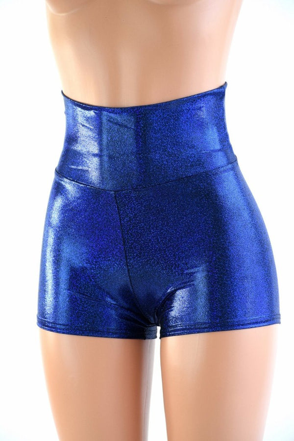 Blue Sparkly Jewel High Waist Shorts - 4