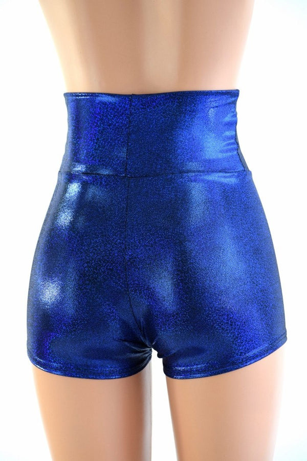 Blue Sparkly Jewel High Waist Shorts - 3