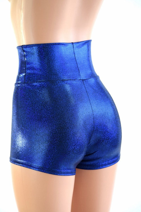 Blue Sparkly Jewel High Waist Shorts - 2