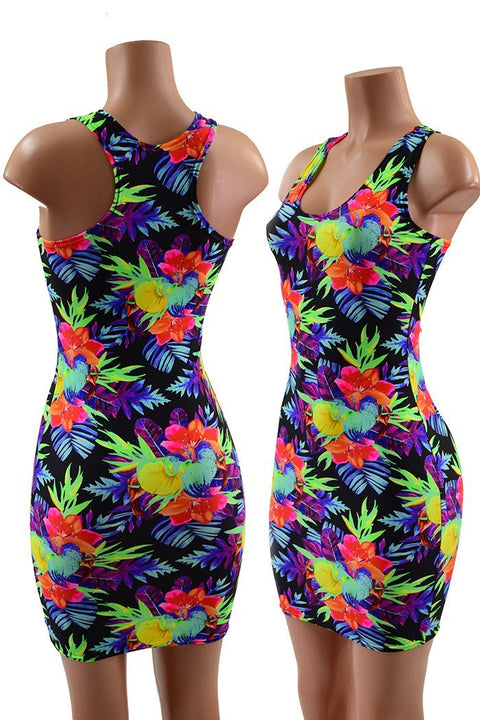 Sonic Bloom Racerback Bodycon Dress - Coquetry Clothing