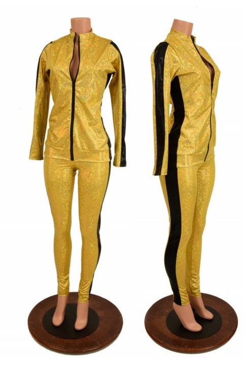 Gold and Black Side Paneled Set (Leggings & Top) - Coquetry Clothing