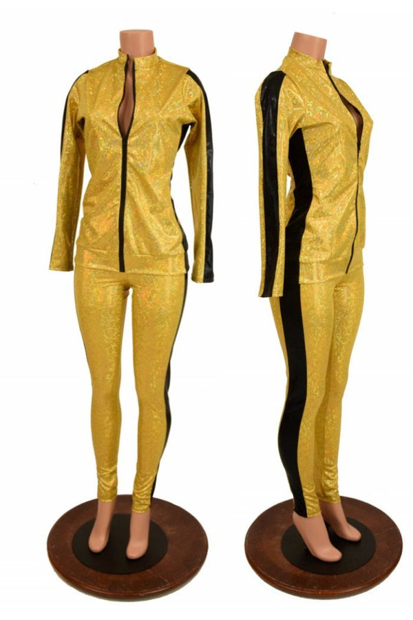 Gold and Black Side Paneled Set (Leggings & Top) - 1