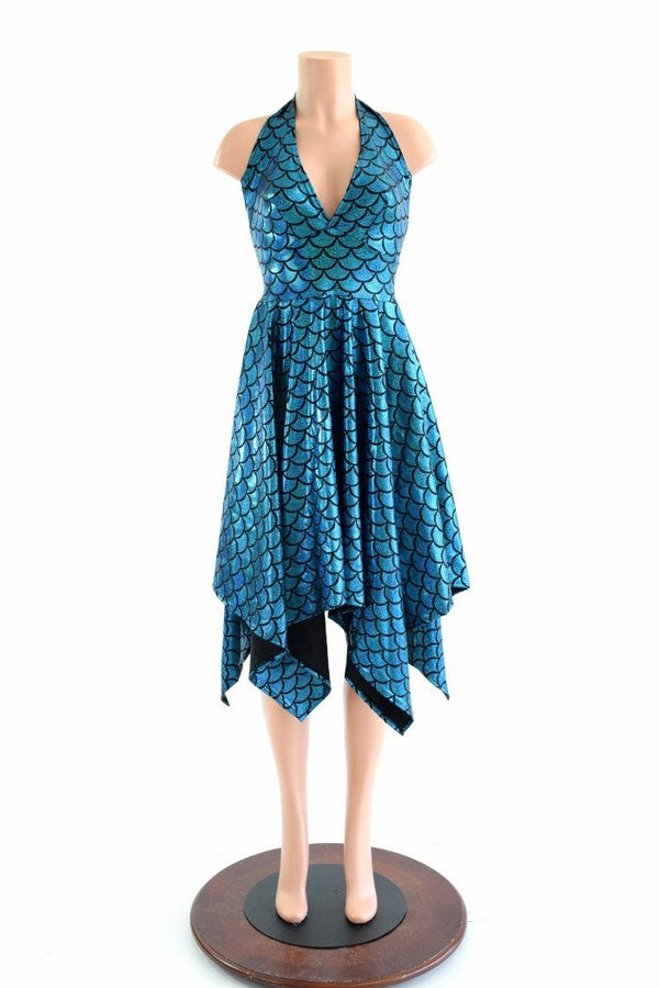 Handkerchief Hemline Mermaid Halter Dress - 5