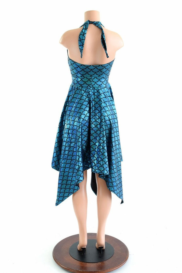 Handkerchief Hemline Mermaid Halter Dress - 3