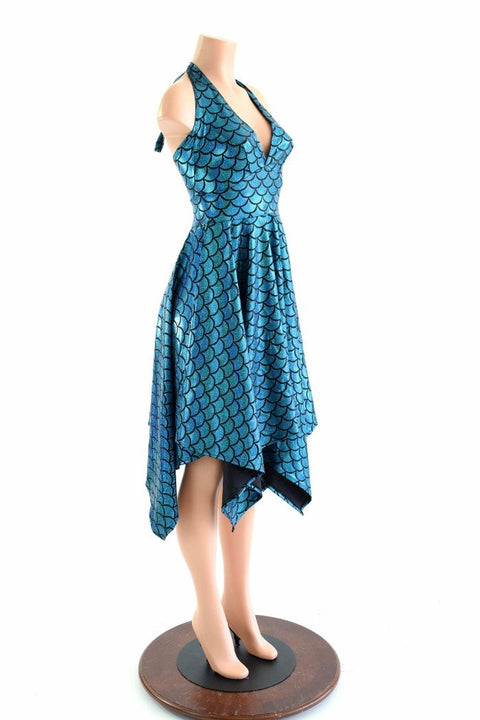 Handkerchief Hemline Mermaid Halter Dress - Coquetry Clothing
