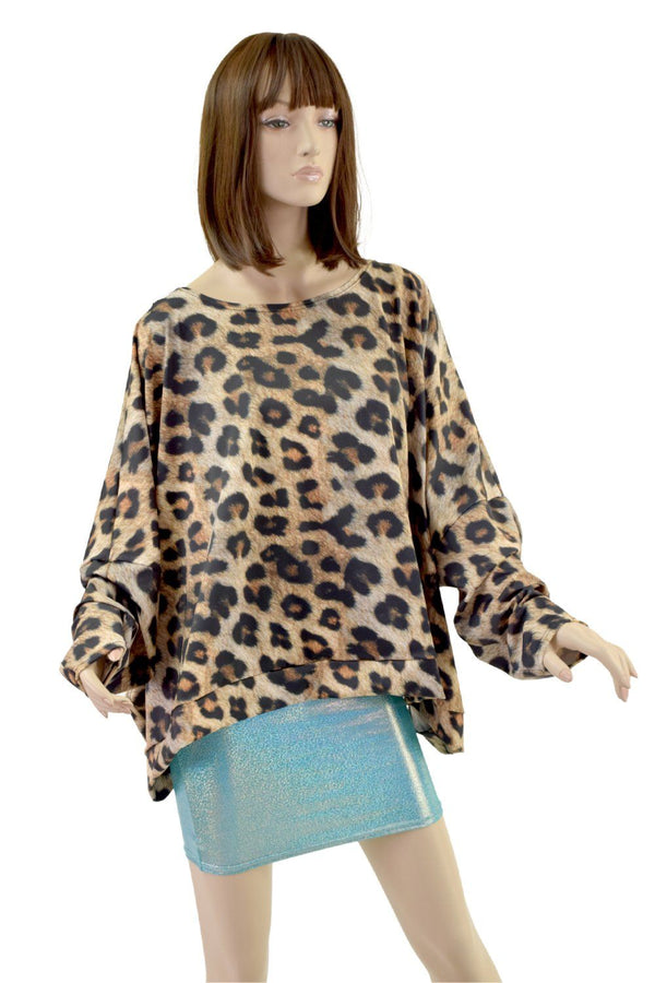 Long Sleeve Pullover Poncho in Leopard Print - 1