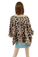 Long Sleeve Pullover Poncho in Leopard Print - 3