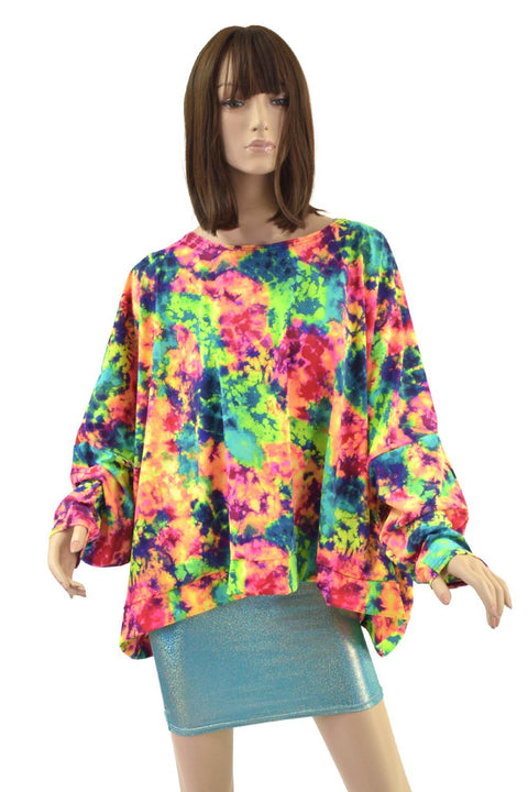 Acid Splash Long Sleeve Pullover Poncho - Coquetry Clothing