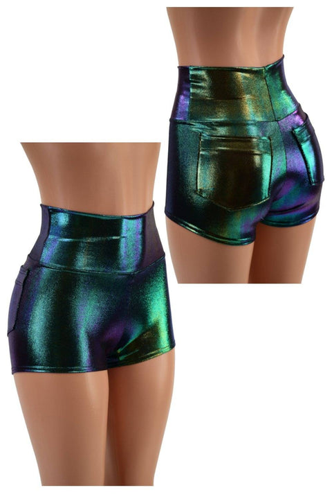 Scarab High Waist Shorts with Pockets - Coquetry Clothing