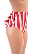Red & White Stripe Ruffle Rump Siren Shorts - 1