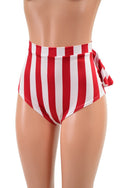 Red & White Stripe Ruffle Rump Siren Shorts - 2
