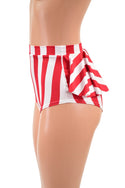Red & White Stripe Ruffle Rump Siren Shorts - 3