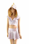Pink and Silver Scale Crop & Rave Skirt Set - 4