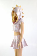 Pink and Silver Scale Crop & Rave Skirt Set - 2