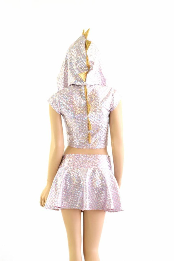 Pink and Silver Scale Crop & Rave Skirt Set - 3