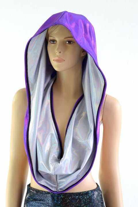 White and Grape HUGE Reversible Festival Hood - Coquetry Clothing