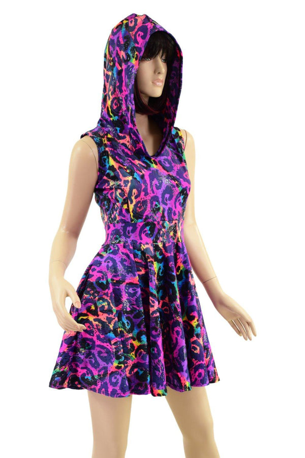 Sleeveless Hooded Pocket Skater Dress - 5