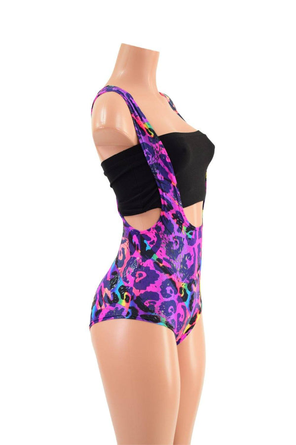 Rainbow Leopard Suspender Romper - 3