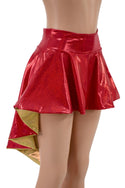 Red & Gold Hi Lo Flip Skirt - 2