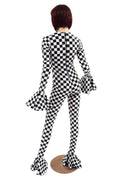 Flouncy Footed Checkered Catsuit - 7